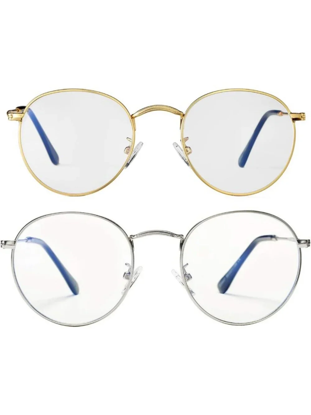 Retro Round Blue Light Glasses for Men & Women | Clear Lens Metal Frame Eyewear